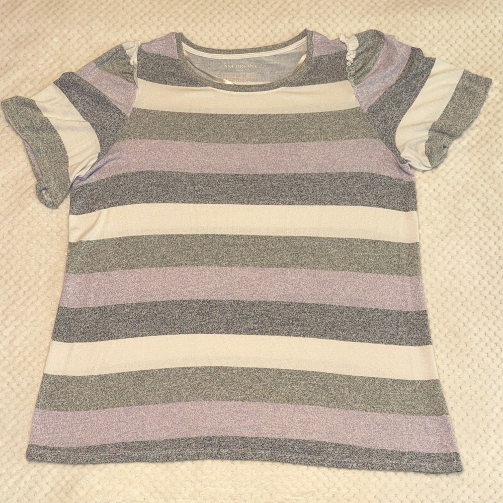 🤍 EUC Lane Bryant Striped Ruffle Sleeve Top – Women’s Size 14/16